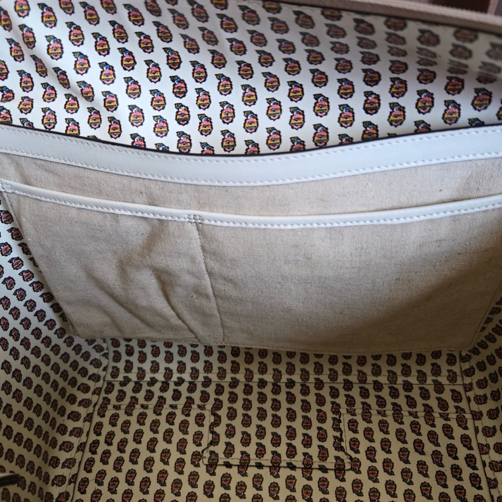 Tory Burch Parker Small Floral Tote - Cream and Multicolor EUC - Picture 11 of 16